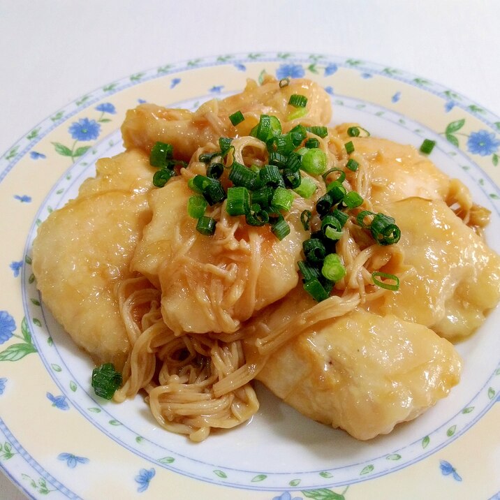 鶏むね肉で☆鶏肉とえのきのバターしょうゆ炒め